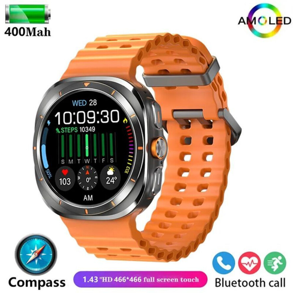 (orange) New Smart Watch 7 Ultra Men AMOLED Screen Multi-Function Sports Fitness Tracker Health Women Smart Watch for Samsung iPhone