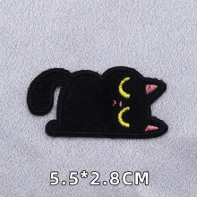 (black, 5.5*2.8cm) Black Cat Self-Adhesive Plush Stickers: No-Sew/No-Iron Patches for Clothing, Phone Cases, and Bag Decoration