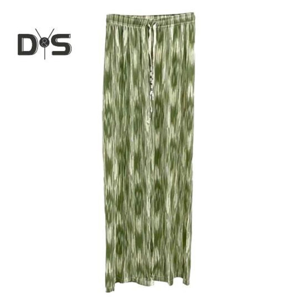 (light green) Women Pants Ice Silk Cooling Wide Leg Loose Drawstring Elastic Waist Straight Tie Dye Deep Crotch Soft Breathable Lady Summer Long Trousers