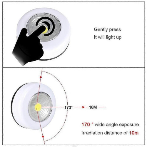 2pcs Wireless Led Closet Night Lamp Battery Powered Wardrobe Cupboard Lamp 2