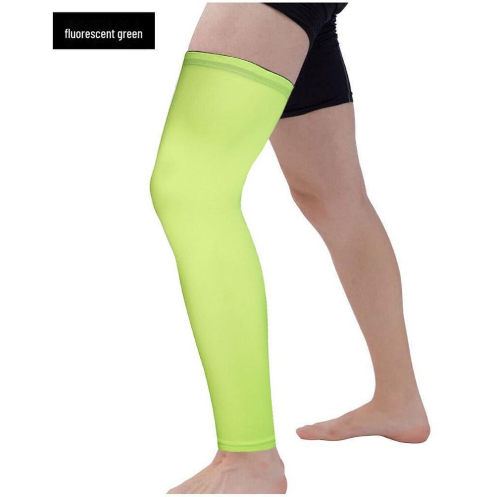 (fluorescent green, XXL) Outdoor Lycra Breathable Sunscreen Sports Leggings & Knee Pads For Basketball, Mountaineering, Cycling, And Running