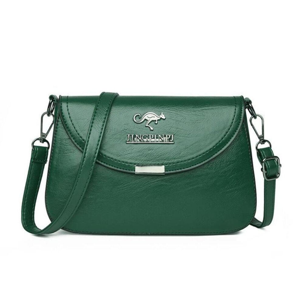 (green, 22cmx6cmx14cm) Bag Women's Fashion Middle Aged Handbag Women's Soft Leather Texture Large Capacity Shoulder Bag