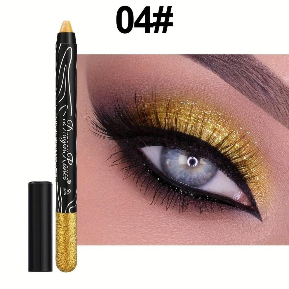 (as the picture, 04) Shining Luster Eyeshadow Pencil 12 Color Mixing Palette Highlighting Eye Contouring And Eyeliner  Long-lasting Waterproof  Eyeshadow Stick