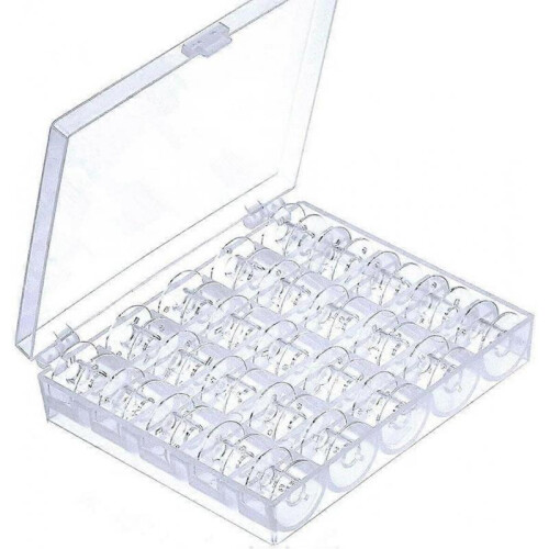 25pcs Clear Plastic Sewing Machine Bobbins with Bobbin Cases