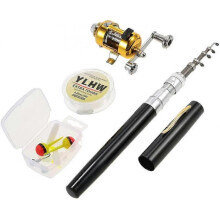 Fishing Rod Reel Combo Set, Mini Telescopic Portable Pocket Pen Fishing Rod Rod, Aluminum Alloy Fishing Reel