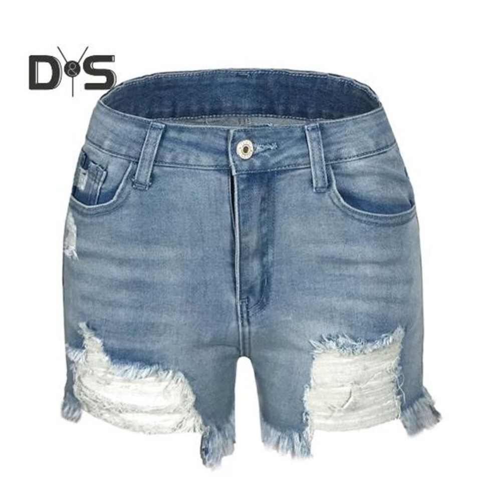 (light blue, S) Women's High Waisted Jean Shorts Casual Ripped Distressed Denim Shorts with Pockets Summer Hot Short Jeans for Daily Beach Club