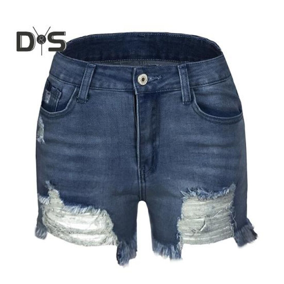 (dark blue, M) Women's High Waisted Jean Shorts Casual Ripped Distressed Denim Shorts with Pockets Summer Hot Short Jeans for Daily Beach Club