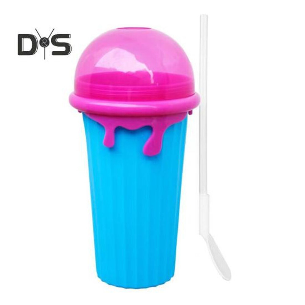 (as the picture, B) Slushie Maker Cup with Spoon Straw Quick Freeze Cups for Homemade Milkshake Ice Cream Double Layer Squeeze Slushy Cup Gifts for Kids Family Friends