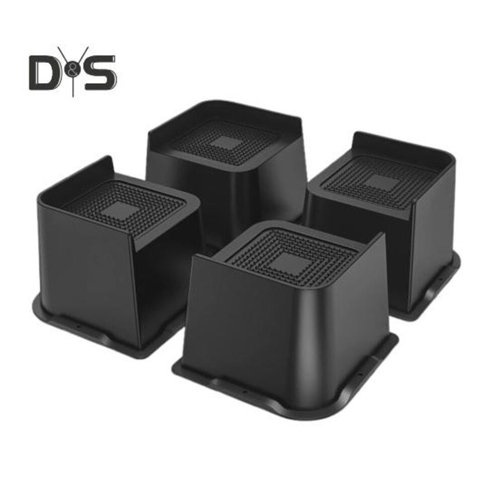 (as the picture, 5inch 4pcs) 4pcs 5/6-inch Furniture Riser Heavy Duty Bed Riser Support Up To 6000 Lbs Anti-slip Table Desk Couch Chair Sofa Cabinet Leg Lift Riser Heightening