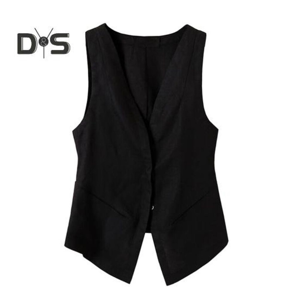 (black, 2XL) Women Waistcoat Deep V Neck Sleeveless Solid Color Loose Single breasted Soft Breathable Cardigan Spring Fall Lady Coat
