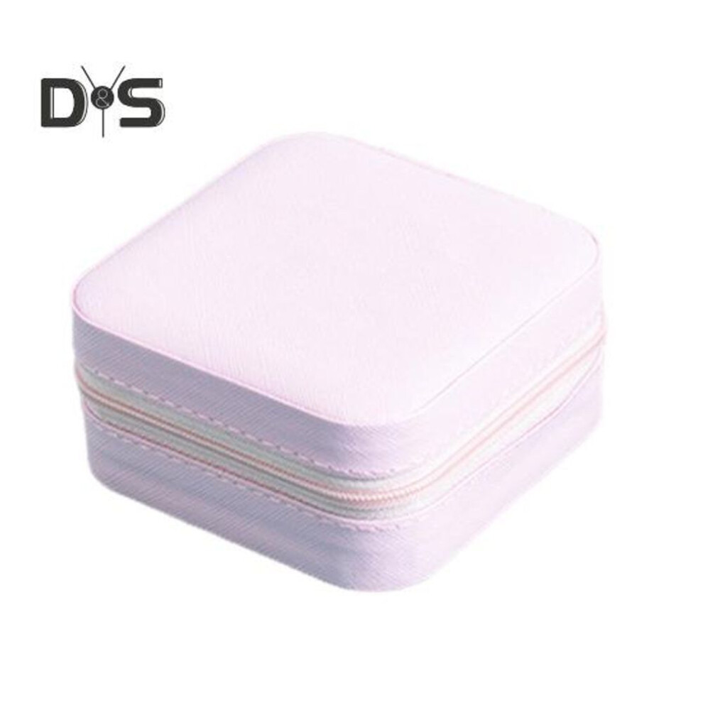 (light pink) Jewelry Mini Storage Box Earrings Rings Organizer With Soft Lining Large Capacity Compact Design Portable Storage Display Case