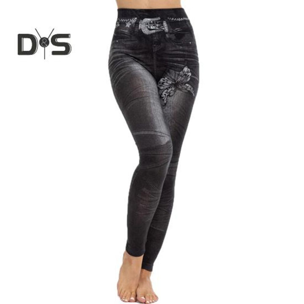 (black, XL) Women Pants High Elastic Butterfly Print Slim Fit Skinny High Waist Soft Breathable Jogging Gym Yoga Trousers Pencil Pants