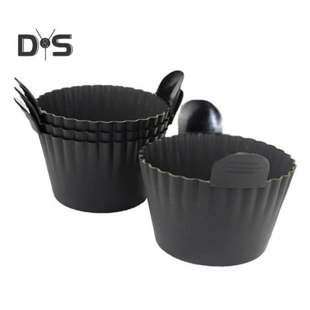 (black, 4pcs) Air Fryer Egg Poacher Silicone Cupcake Baking Cups Non-stick Muffin Mold Reusable Ramekins for Air Fryer Ovens
