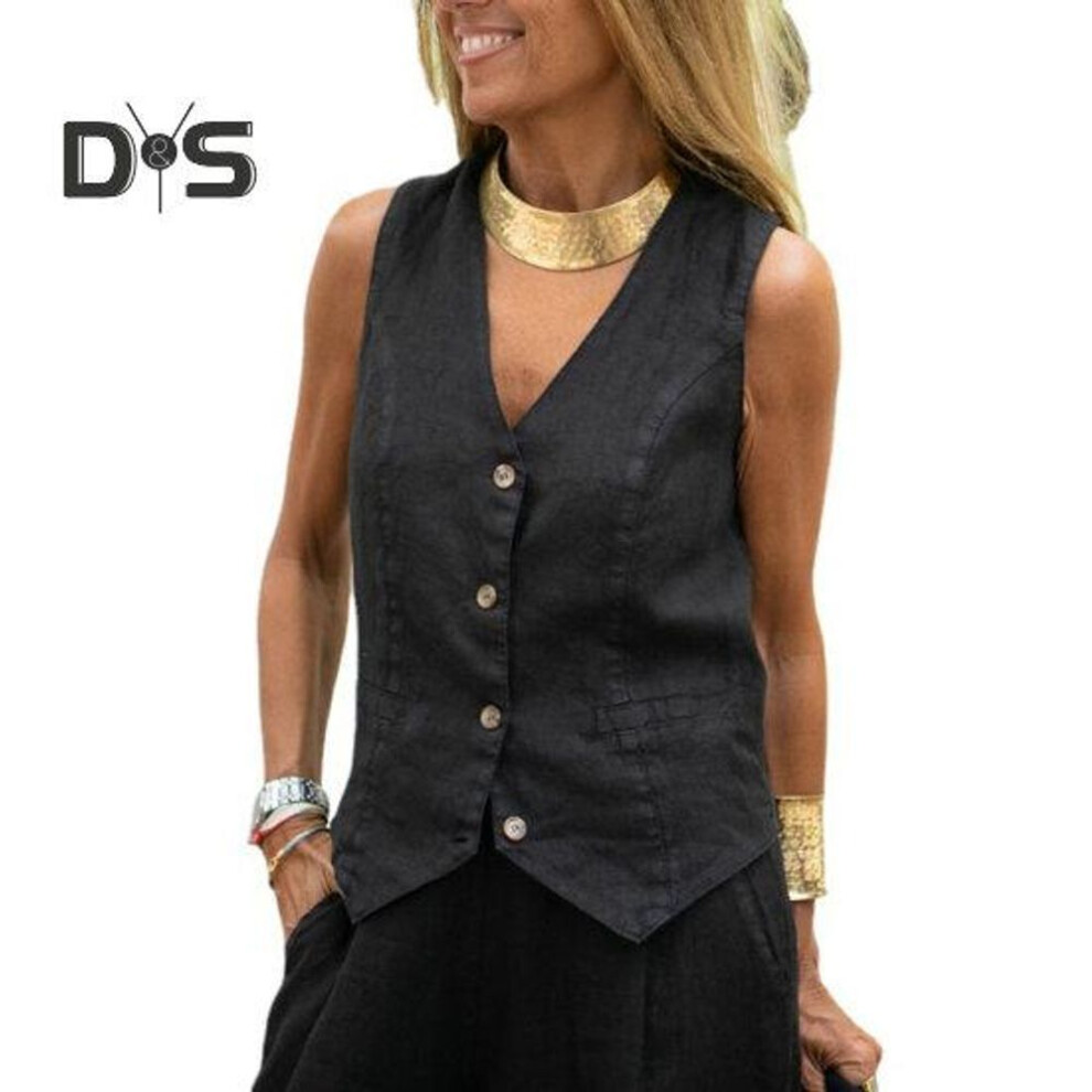 (black, L) Men Vest Coat Stand V-neck Single Breasted Solid Color Cardigan Keep Warm Casual Style Waistcoat Tops Autumn Winter Sleeveless Vest Jacket Ladies
