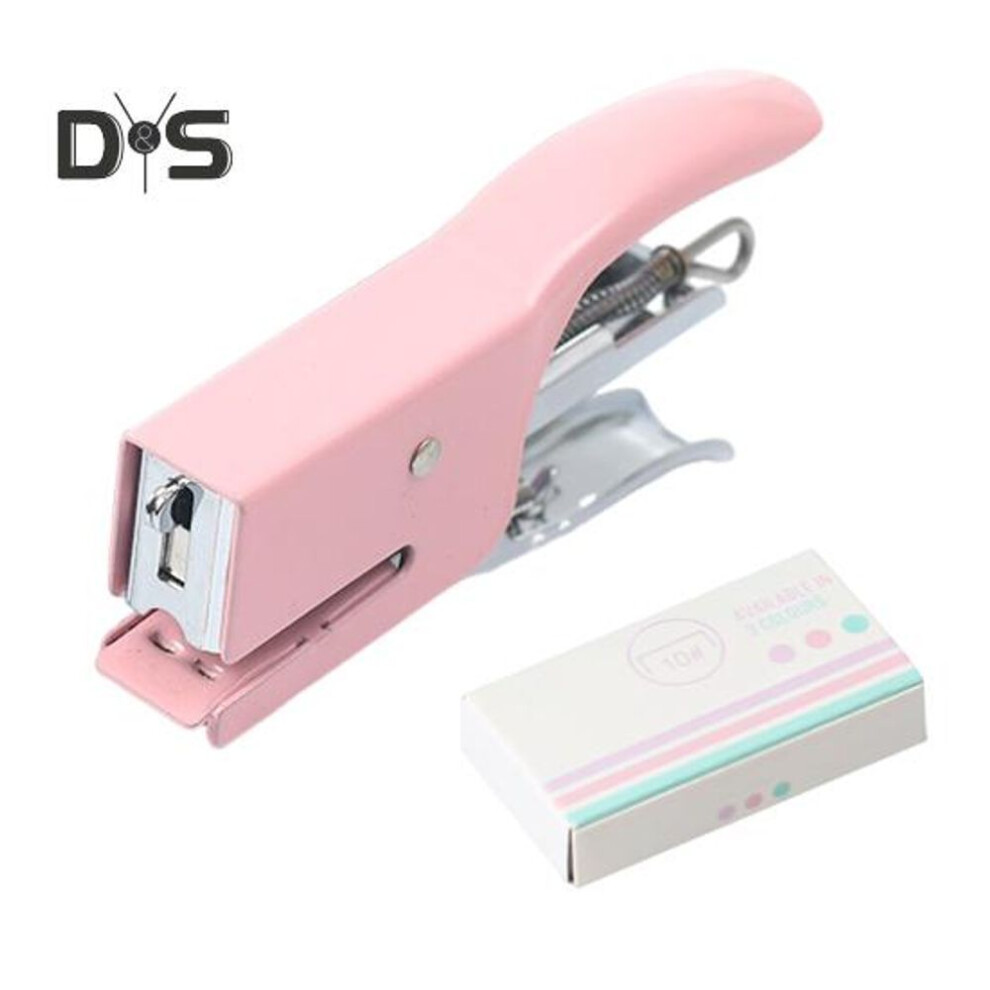 (pink, 1 Set) Small Hand-held Stapler 10-16 Sheet Capacity Stapler with 750 Staple Mini Desktop Stapler for Office School Home Travel