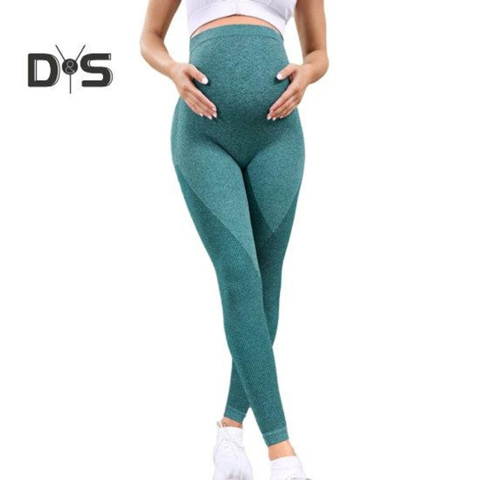 (green, S) Pregnancy Leggings High Waist Skinny Maternities Clothes Pregnant Women Belly Support Knitted Leggins Body Shaper Trousers Ninth Pants