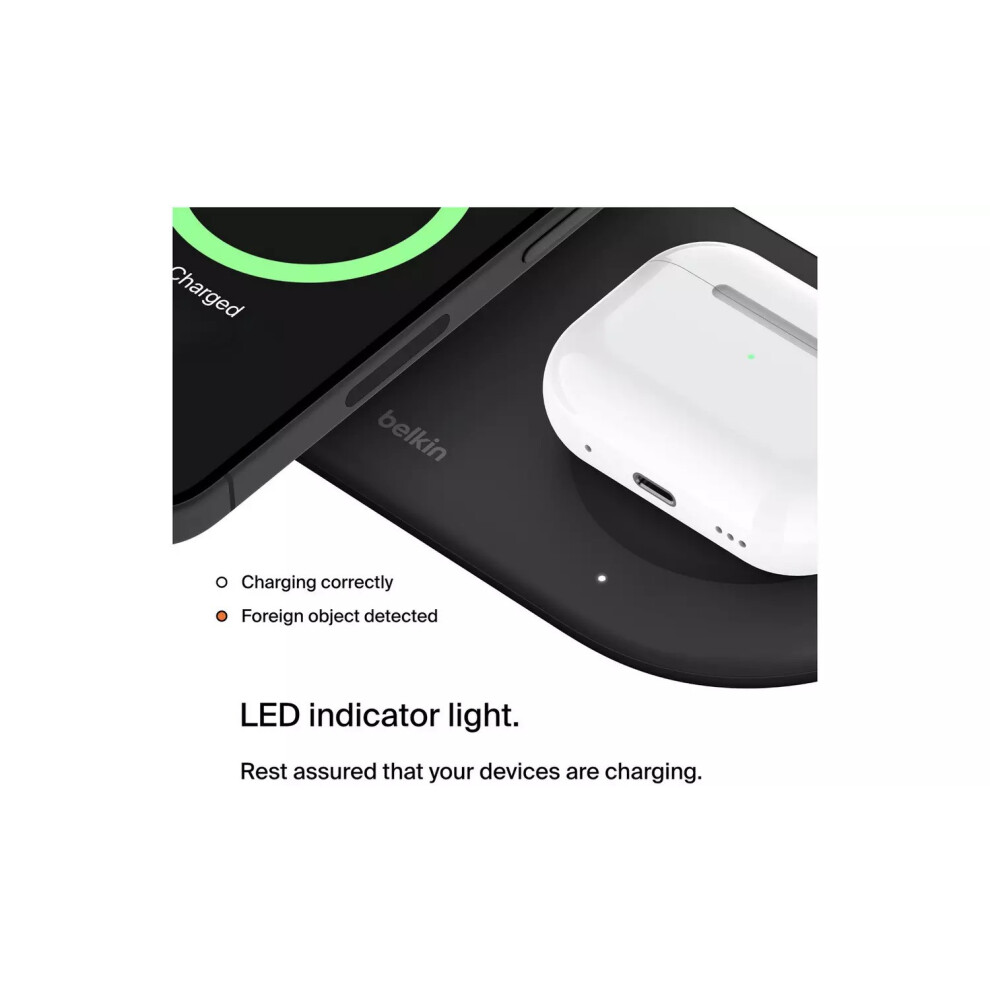 Belkin 2 in 1 MagSafe Compatible Wireless Charger 15W Black