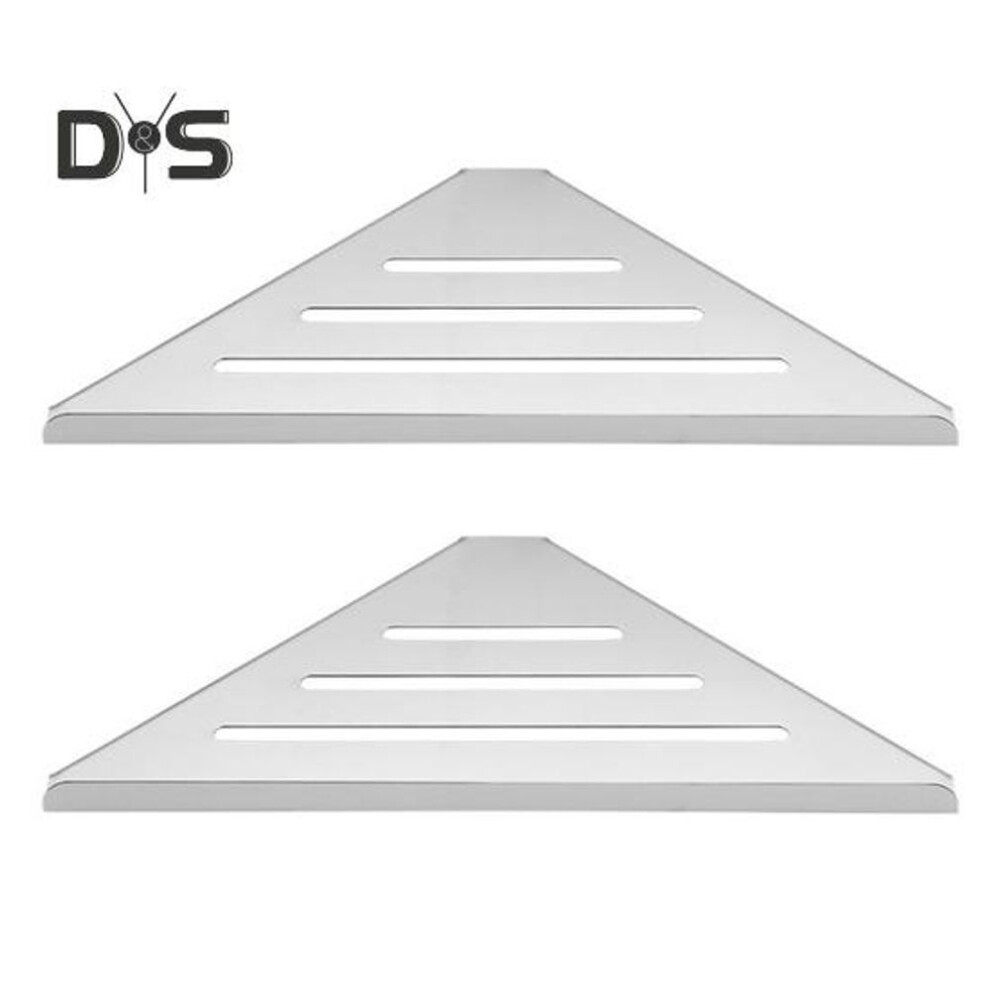 (silver, 2pcs) 1/2pcs Bathroom Corner Shelves Rust-proof Easy Installation 304 Stainless Steel Shower Rack With Drainage Design