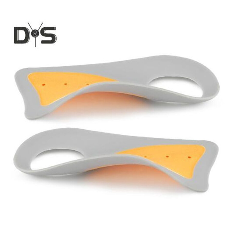 (grey, L) 1 Pair Ultra Thin Silicone Insoles Men/Women Shoes Cleats Insole Shock Absorption Soft Rebound Anti-Slip Heel Patch
