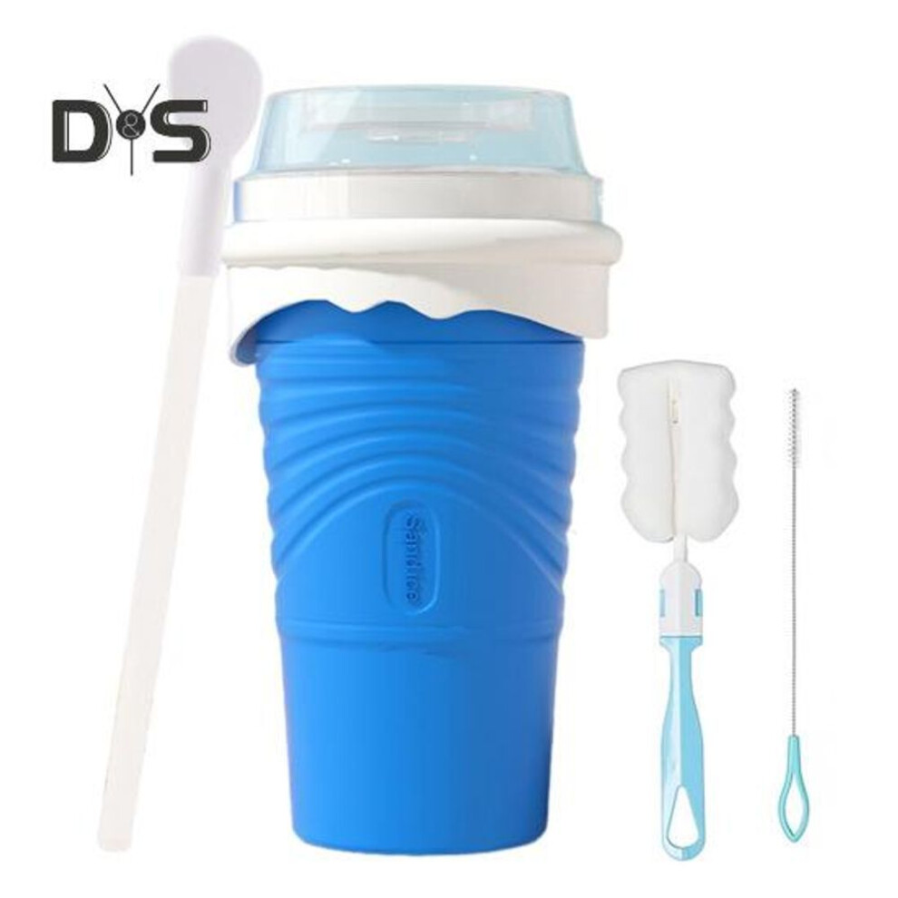 (as the picture, F) Slushie Cup With Lid & Brush Portable Smoothie Squeeze Cup For Milk Juices And Ice Cream Make Innovative Milkshake Maker
