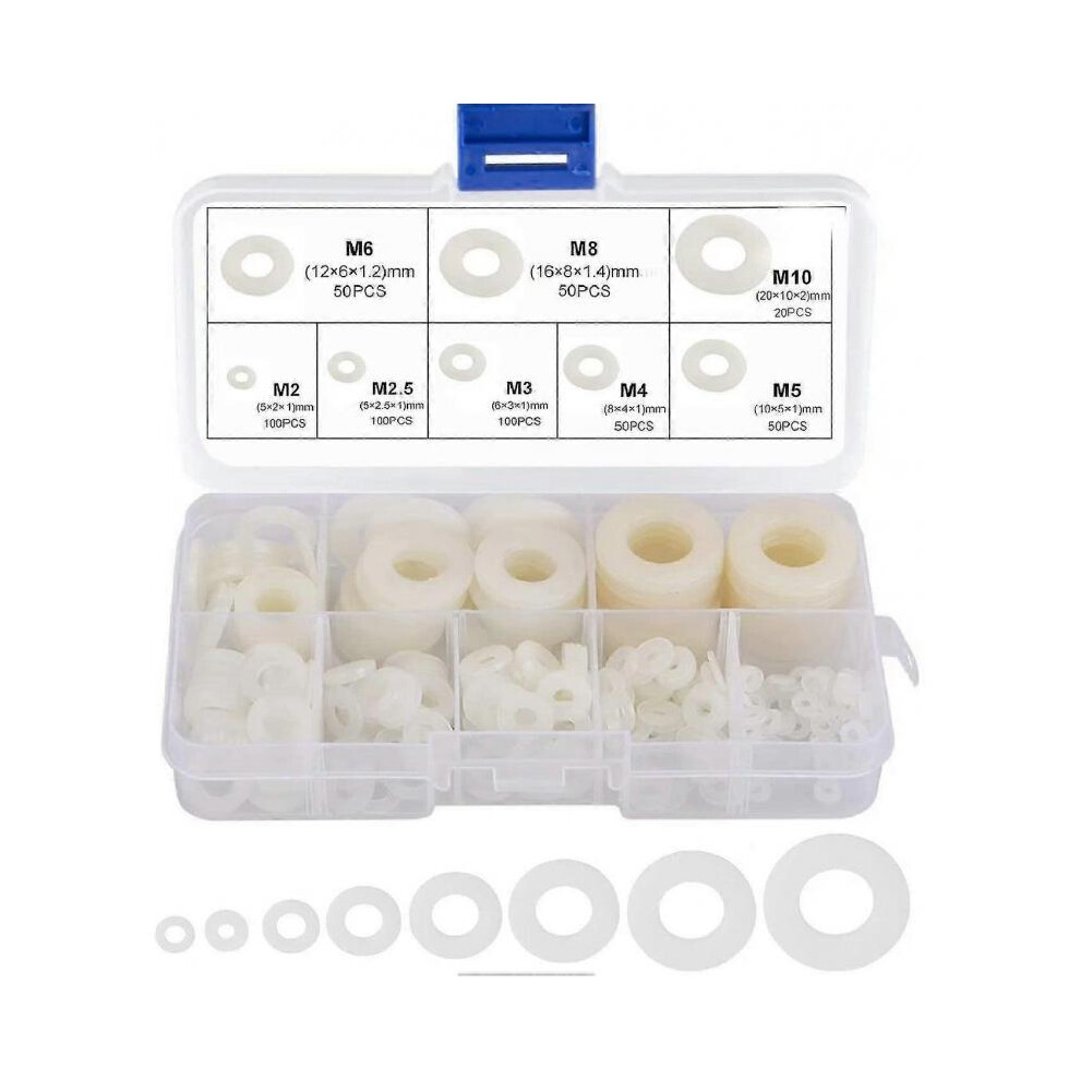 Round Spacer Washer Assortment Kit Insulation Spacer, White, 520Pcs 5004229924623