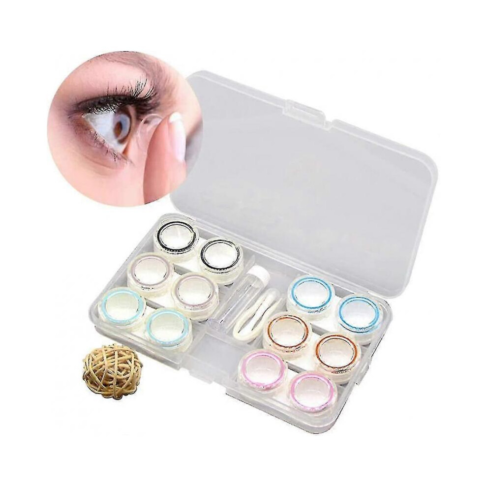 6 Pairs Travel Contact Lens Cases Portable Contact Lens Storage Case Containers