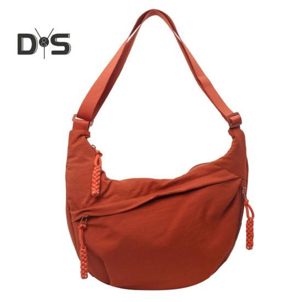 (dark orange) Women Crossbody Bag with Adjustable Strap Large Capacity Dumpling Bag Zipper Closure Multi-Pocket Design Sling Bag for Everyday Use