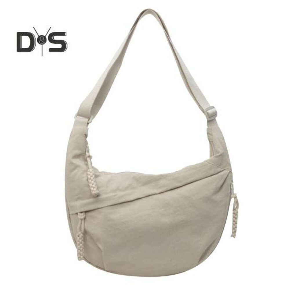 (beige) Women Crossbody Bag with Adjustable Strap Large Capacity Dumpling Bag Zipper Closure Multi-Pocket Design Sling Bag for Everyday Use