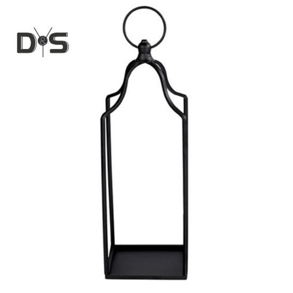 (as the picture, L) Farmhouse Candle Lantern Black Coated Metal Lantern Candle Holder Desktop Open Candle Lantern for Living Room Coffee Table Front Porch
