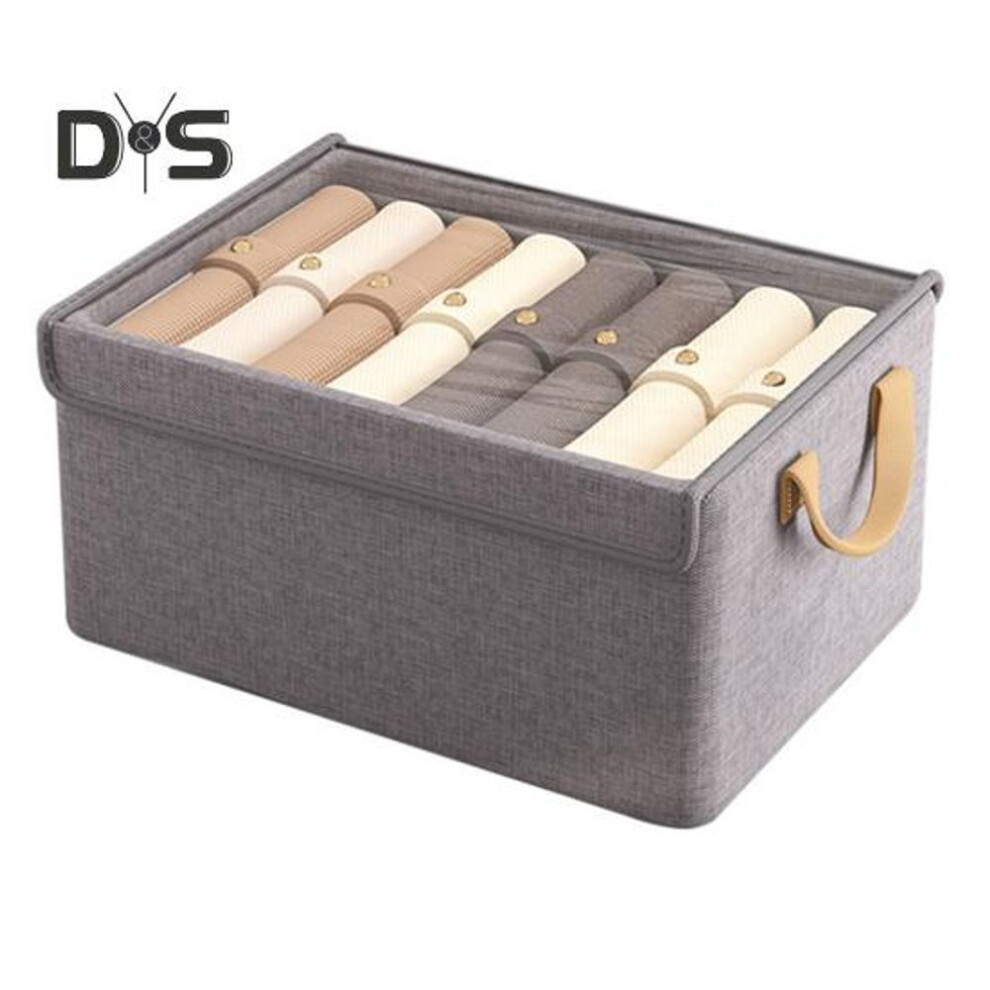 (grey) Clothes Storage Basket With Reinforced Handle Large Capacity Stackable Storage Bin With Lid Clothing Organizer
