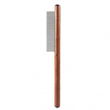 Solid Wood Cat Metal Long Needle Fine Teeth Single Row Pet Grooming Comb with Wooden Handle for Dogs Cats
