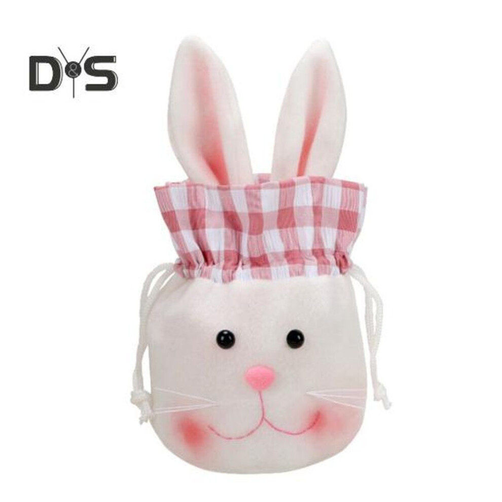 (pink) Bunny Candy Bag Easter Drawstring Gift Bag Rabbit Goody Bag With Long Ears Reusable Storage Bag For Gifts Toys Party Favors
