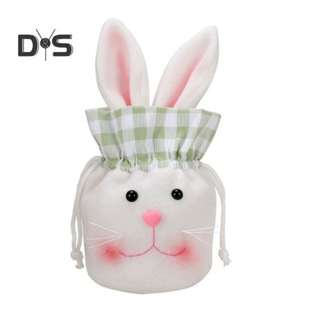 (green) Bunny Candy Bag Easter Drawstring Gift Bag Rabbit Goody Bag With Long Ears Reusable Storage Bag For Gifts Toys Party Favors