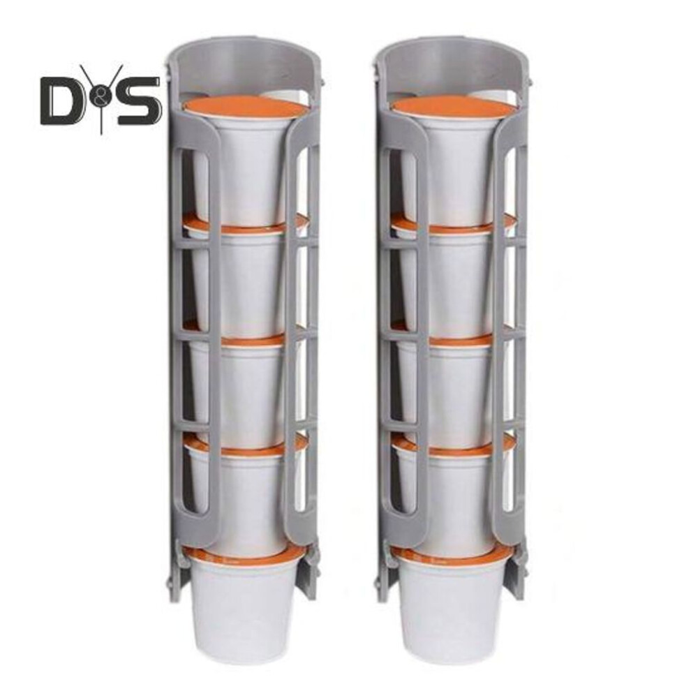 (grey, 2pcs) 2pcs Coffee Capsule Holders Large Capacity Simple Installation Side Mount Coffee Pods Organizer K-cup Pods Holders
