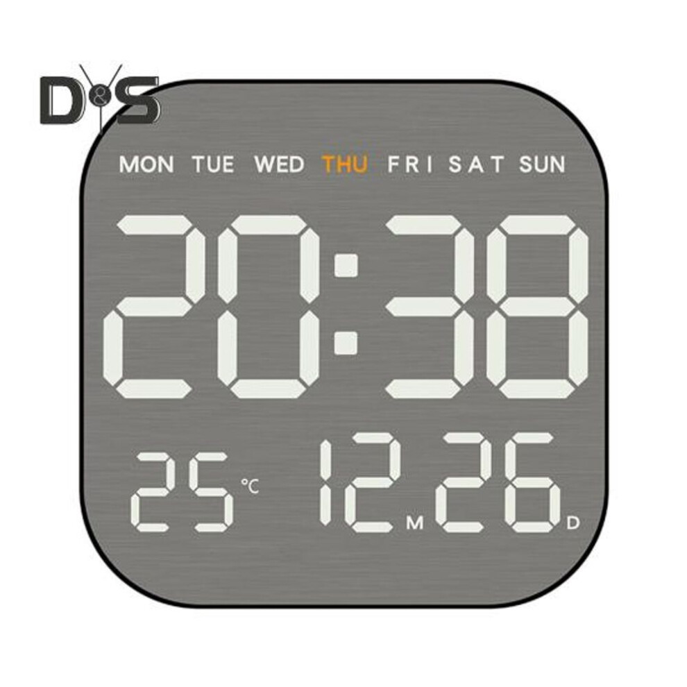 (C, black) Digital Wall Clock with Remote Control Large Display Multifunctional 12/24Hr Plug-in LED Digital Alarm Clock with Temperature