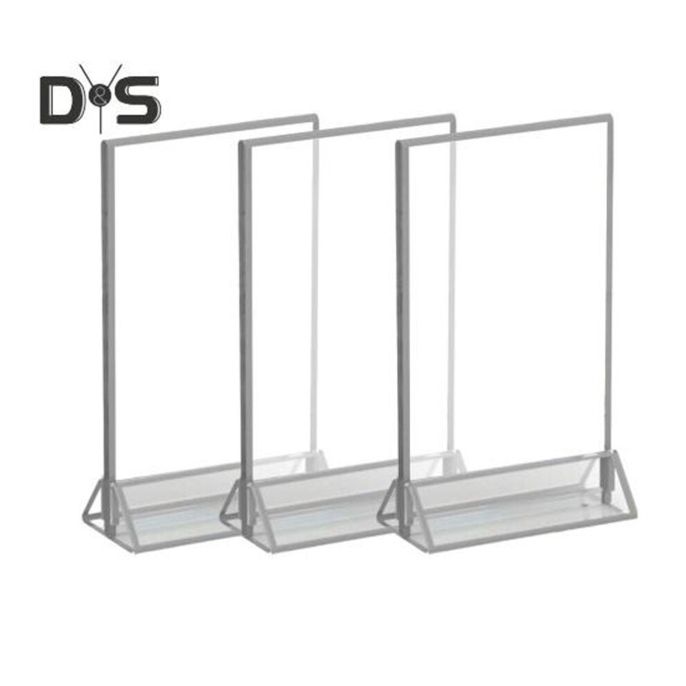 (silver, 3pcs) 3pcs Golden Acrylic Sign Holder Double-sided Photo Frame Flyer Menu Wedding Table Number Display Stand