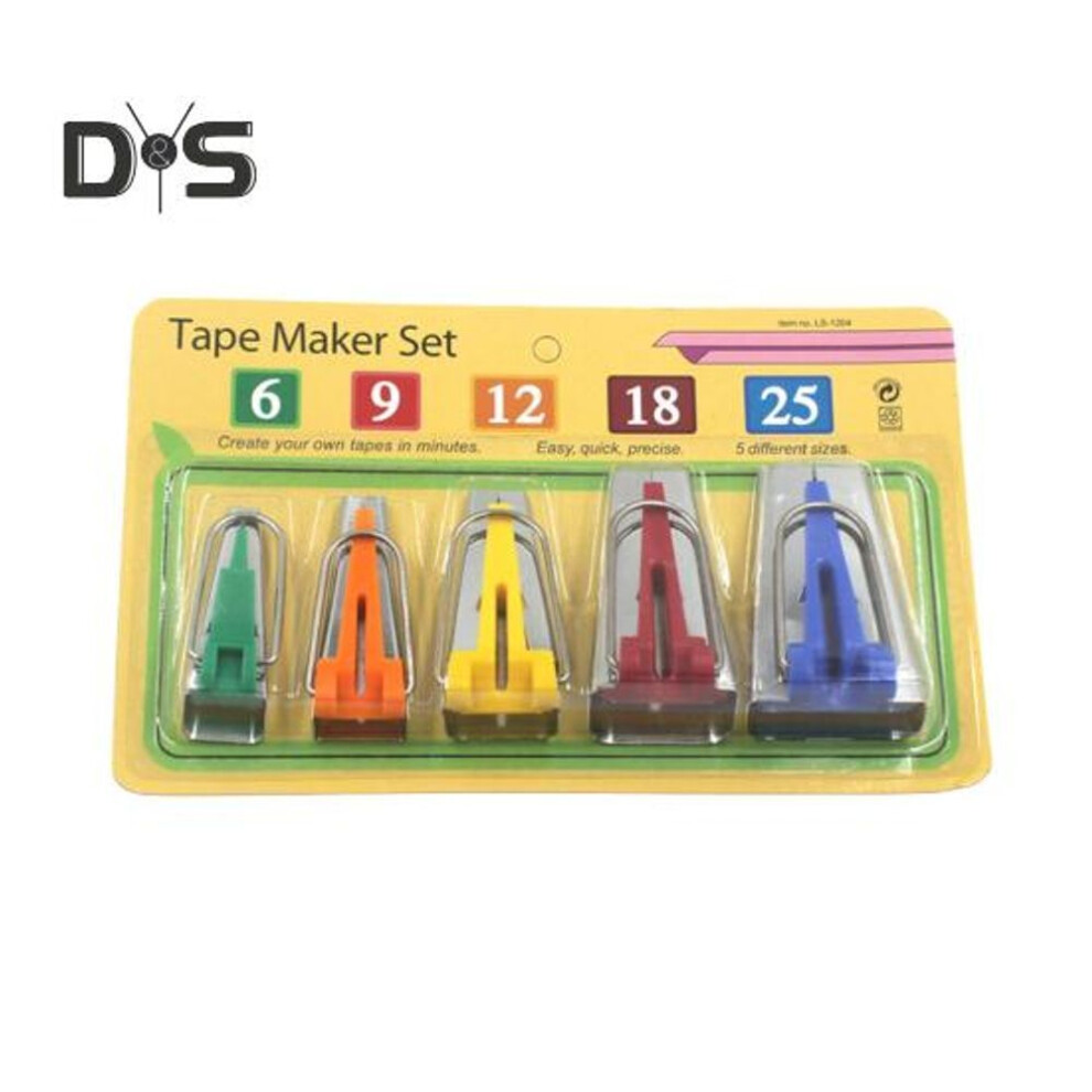 (as the picture, 5pcs) 3/4/5pcs Bias Tape Maker 6/9/12/18/25mm 5 Sizes Bias Binding Tape Making Tool Portable Professional Diy Fabric Quilting Sewing Accessories