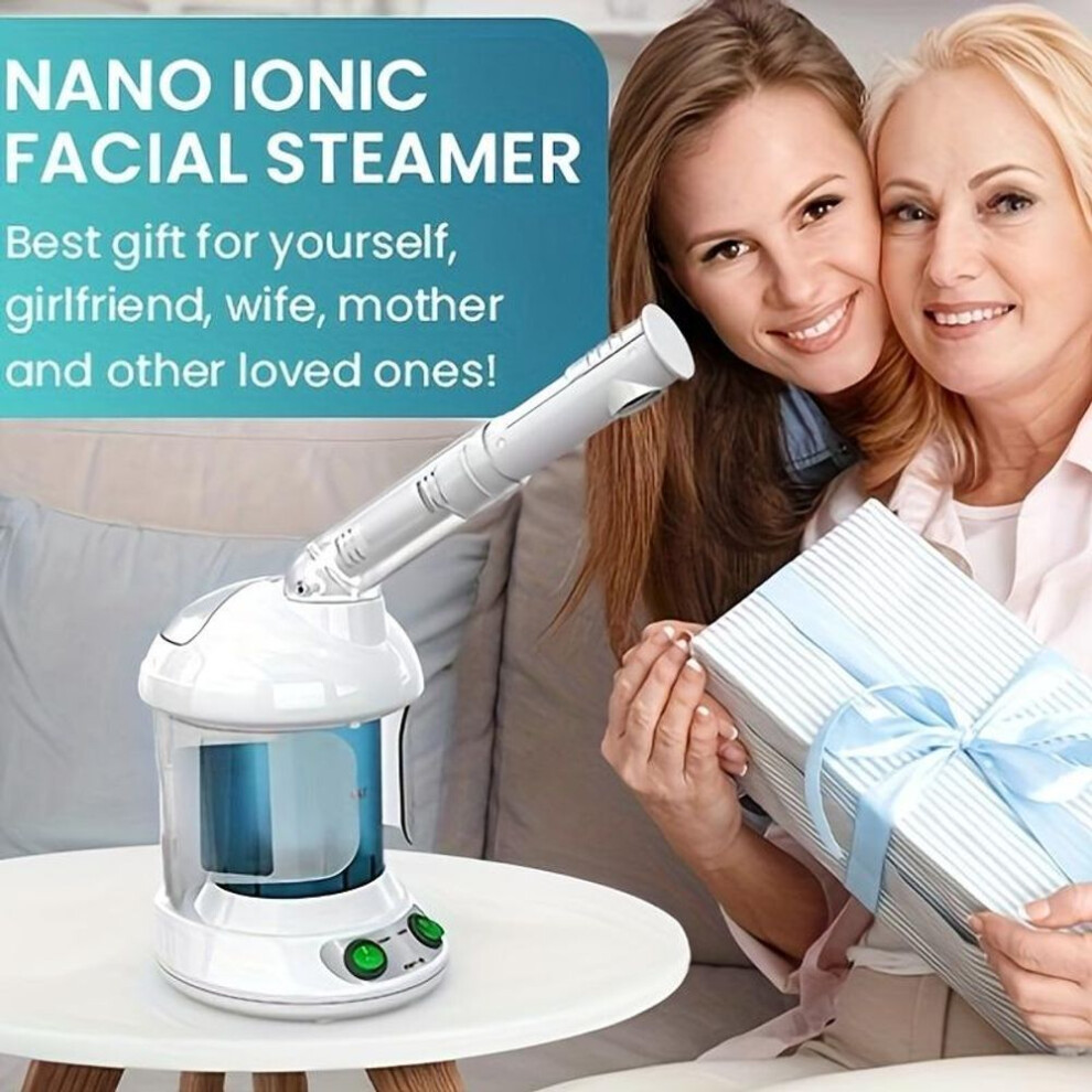 Facial Steamer, Nano Ionic Face Steamer For Facial Deep Cleaning Home Facial Spa, Portable Facial Steamer With 360 Rotatable Arm And Steel Skin Kits