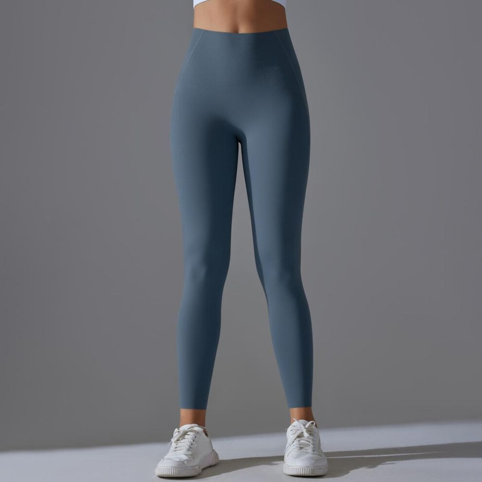 (as the picture, S) Nessaj Gym Yoga Leggings Women Stretchy Push Up Fitness Leggings Solid Colour Workout Pants