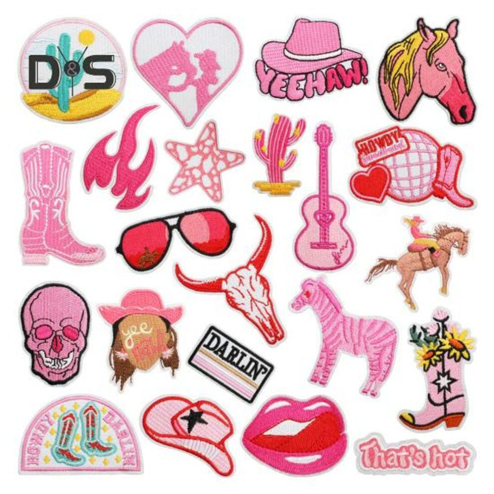(as the picture, One Size B) 13/22/23/24/25/27 Pcs Diy Patches Multi Embroidery Patterns Diy Patches Set For Clothing Bags Hats Iron-on Self-adhesive Sewing Repair Patch Family