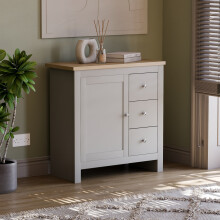 (Grey & Oak) Arlington 3 Drawer 1 Door Sideboard Cabinet