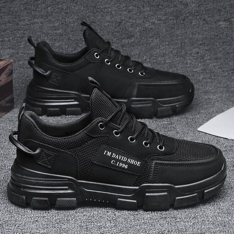 (black, 43) Men's Lightweight Black Work Sneakers: Wear-resistant, Breathable, Non-slip, Casual Outdoor Shoes