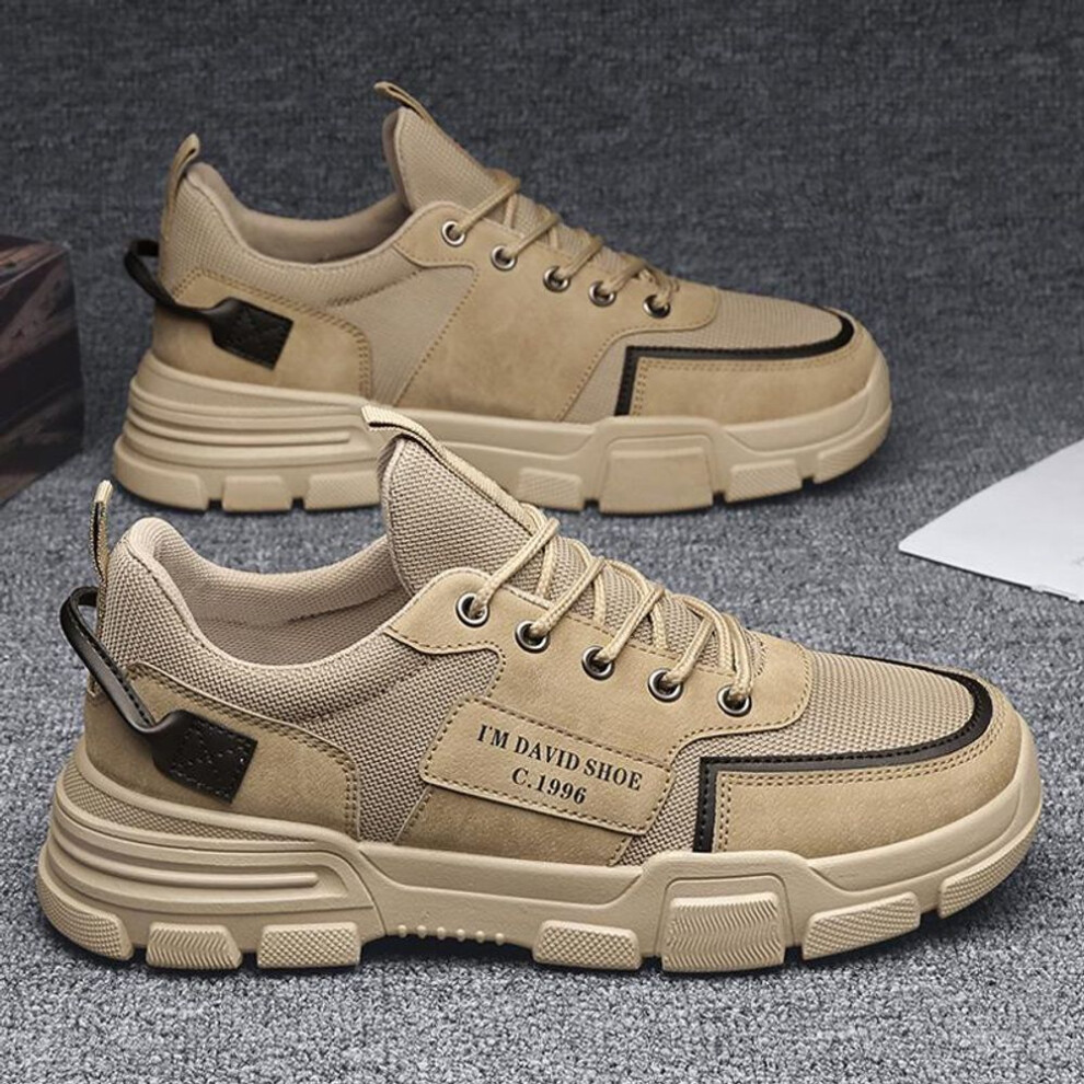 (khaki, 40) Men's Lightweight Black Work Sneakers: Wear-Resistant, Breathable, Non-Slip, Casual Outdoor Shoes