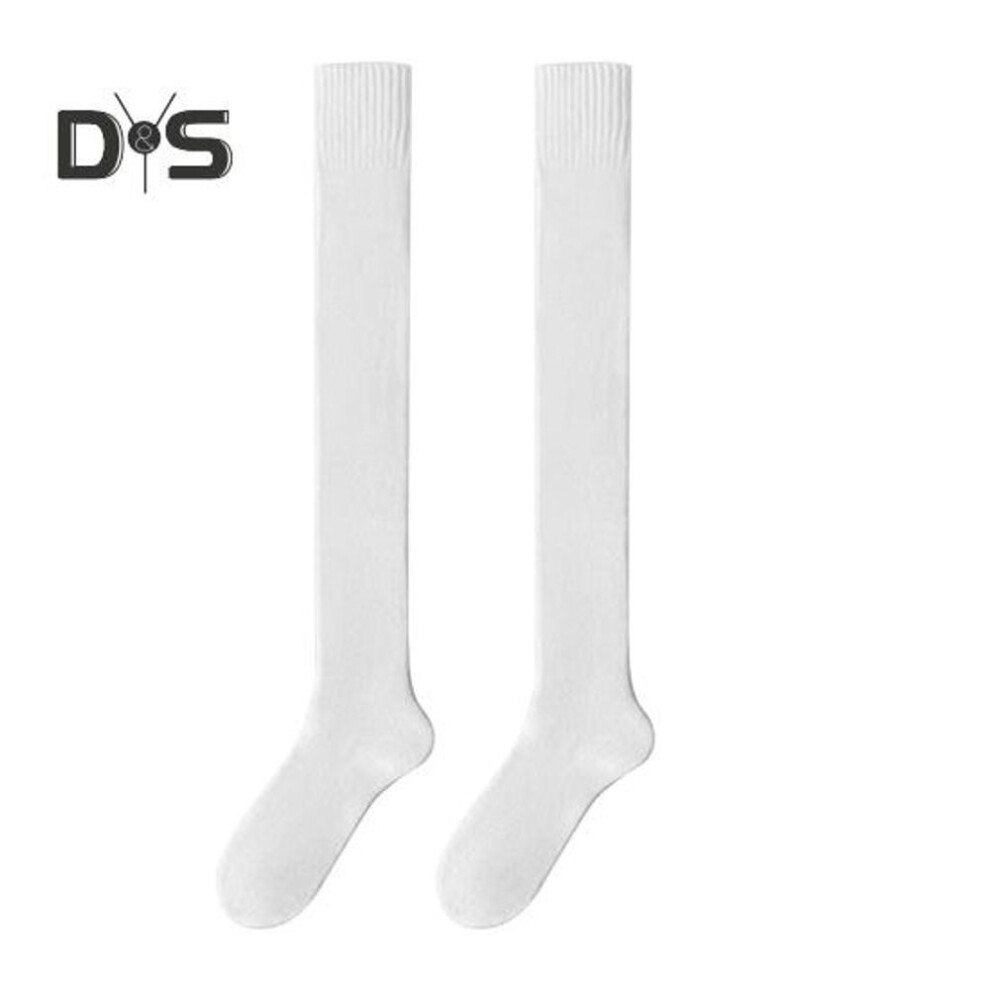 (white) 1 Pair Women Winter Socks Plush Over Knee Socks Anti-slip Solid Color Warm Thickened Stockings Warmth Socks for Various Occasions