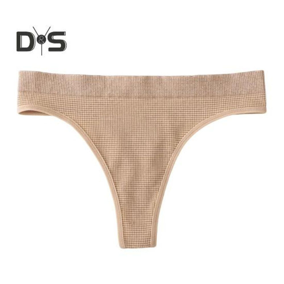 (beige, XL) Women Panties Seamless Low Waist Elastic Good Breathability Underpants Butt-lifted Solid Color Moisture-wicking Briefs for Sport Work