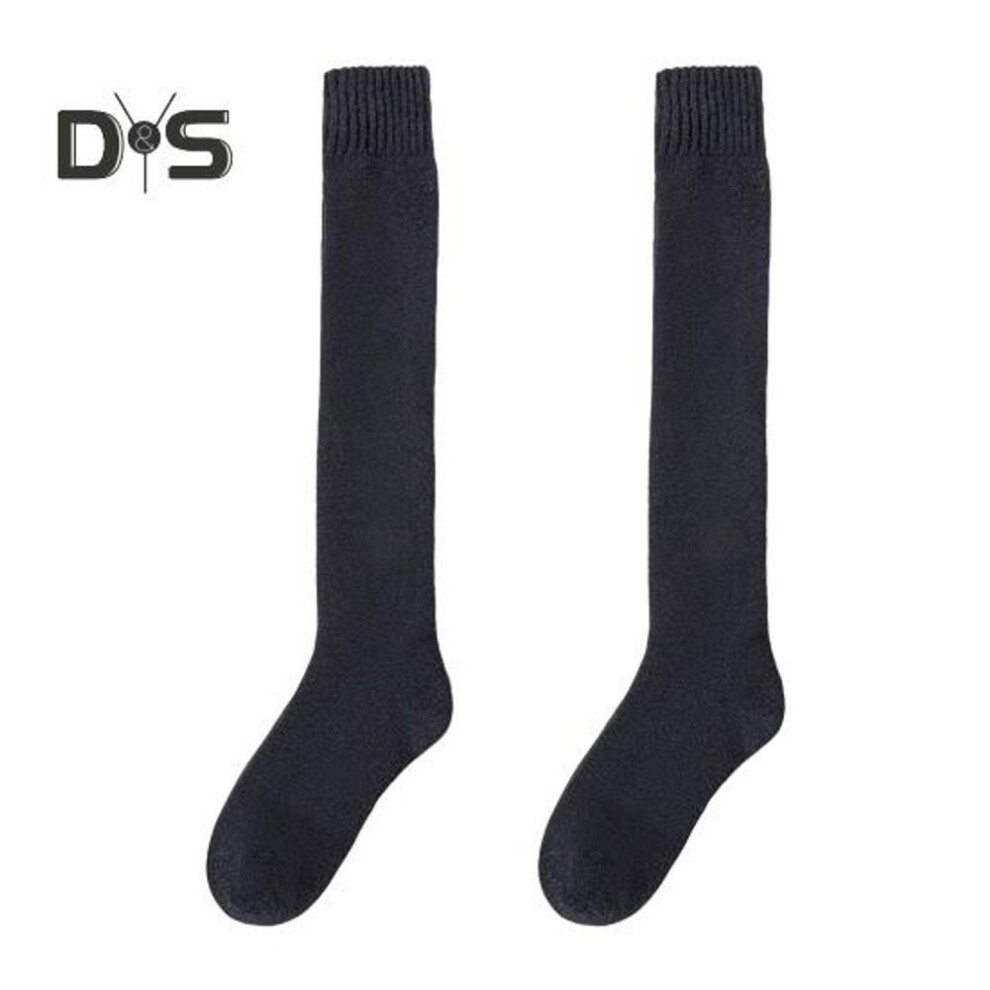(black) 1 Pair Women Winter Socks Over Knee Socks Anti-slip Wool Blend Solid Color Warm Thickened Stockings Warmth Socks for Various Occasions