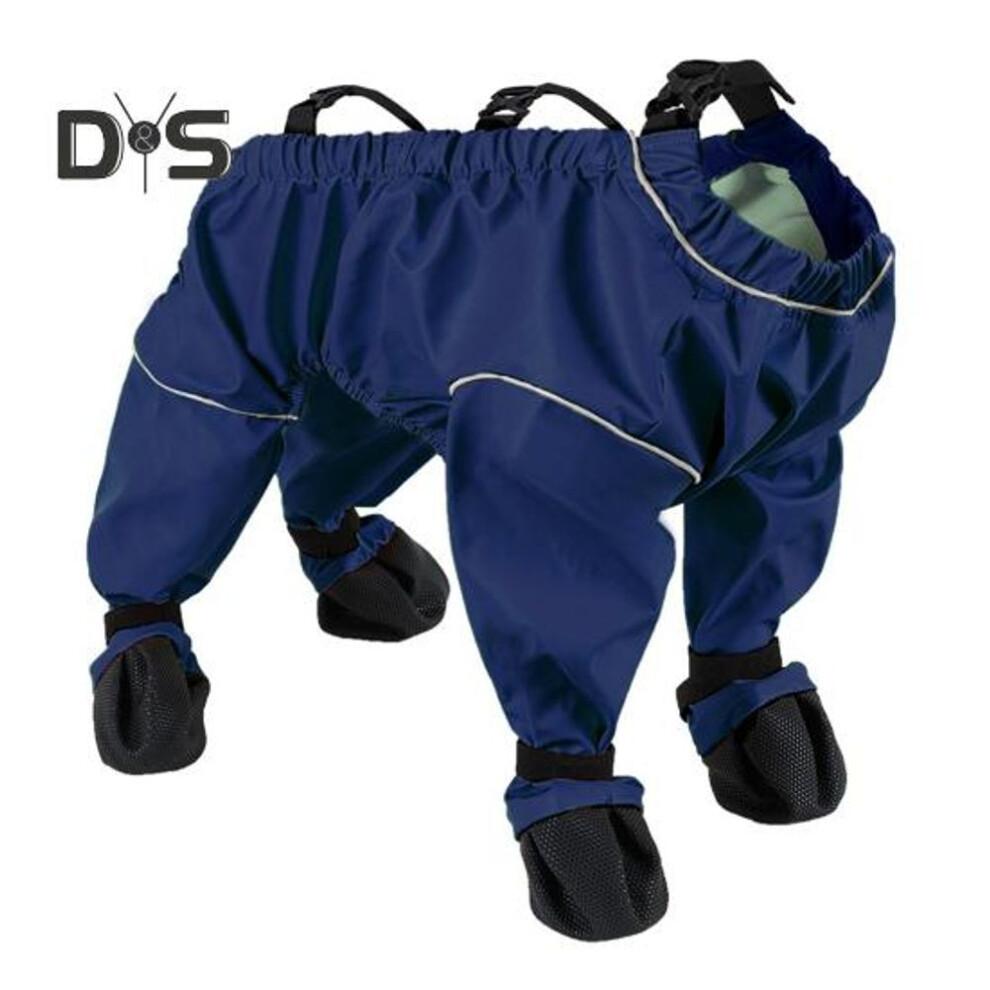 (dark blue, L) Dog Shoes Leggings Dirty-proof Suspender Boot Waterproof Dog Pant Anti-slip Pet Paws Protector For Outdoor Walking Running Hiking