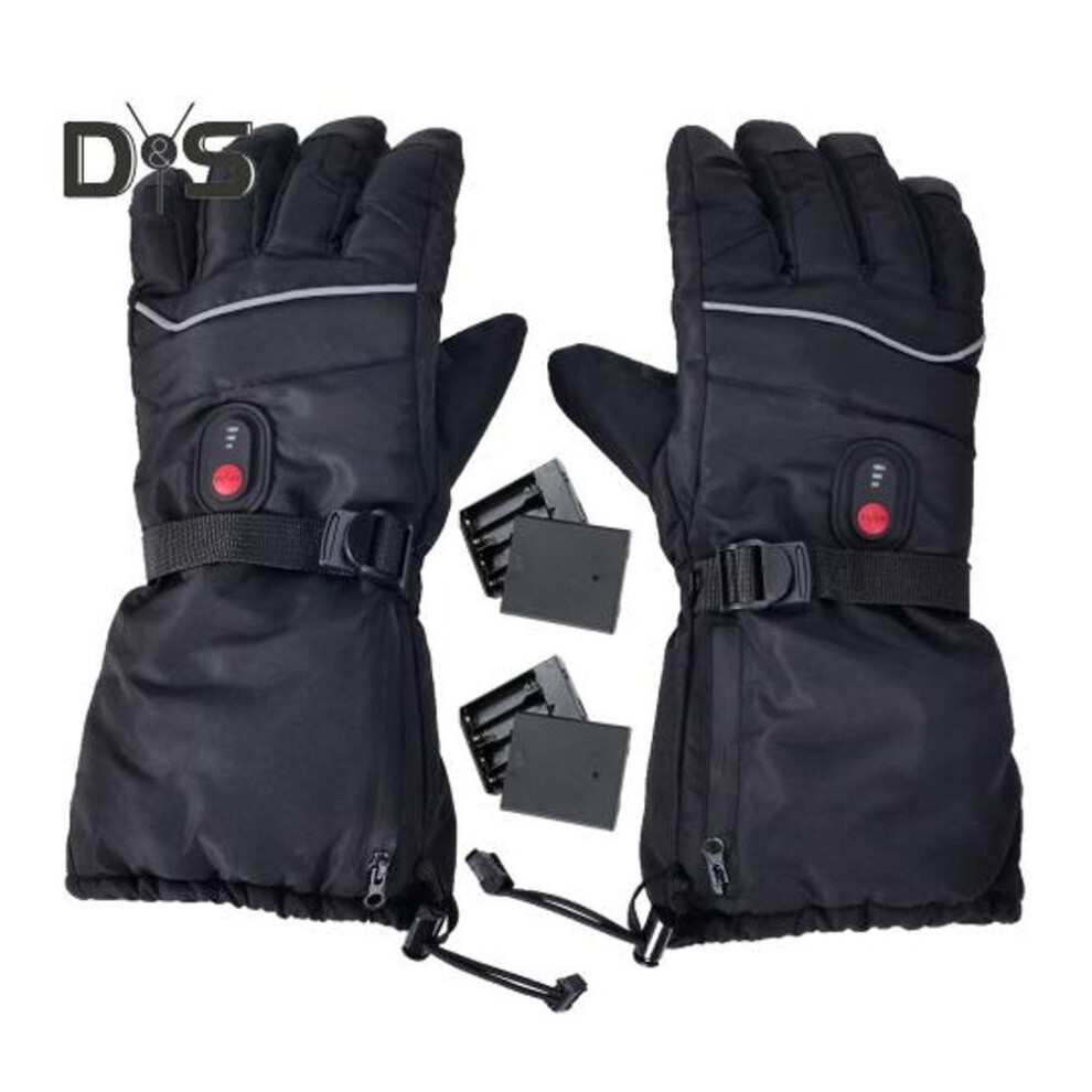 (black) 1 Pair Electric Heating Gloves With Battery Box Usb Interface Rechargeable Battery Powered 3 Levels Temperature Adjustment Windproof Waterproof