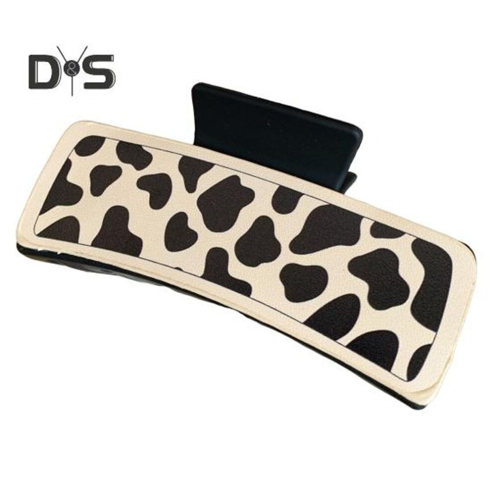 (as the picture, D) 1/4pcs Hair Claw Bath Back Head Hair Clip Western Cow Print Floral Design Large Imitation Leather Hair Accessories