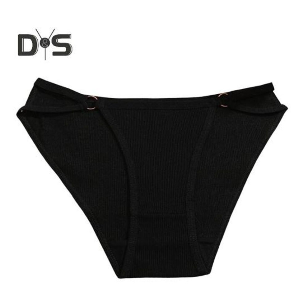 (black, M) Women Panties Hollow Out Thread Solid Color Low Waist Small Hoop Decor Bikini Panties Elastic Cotton Underpants For Daily Wear And Home Sleep